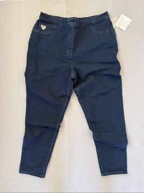 DreamJeannes by Quaker Factory Pull-On Slim Leg Pants - Dark Indigo Size XL